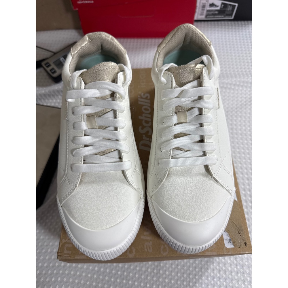 Dr. Scholl's Time Off Max Platform Sneaker Womens 7 White Gold NIB